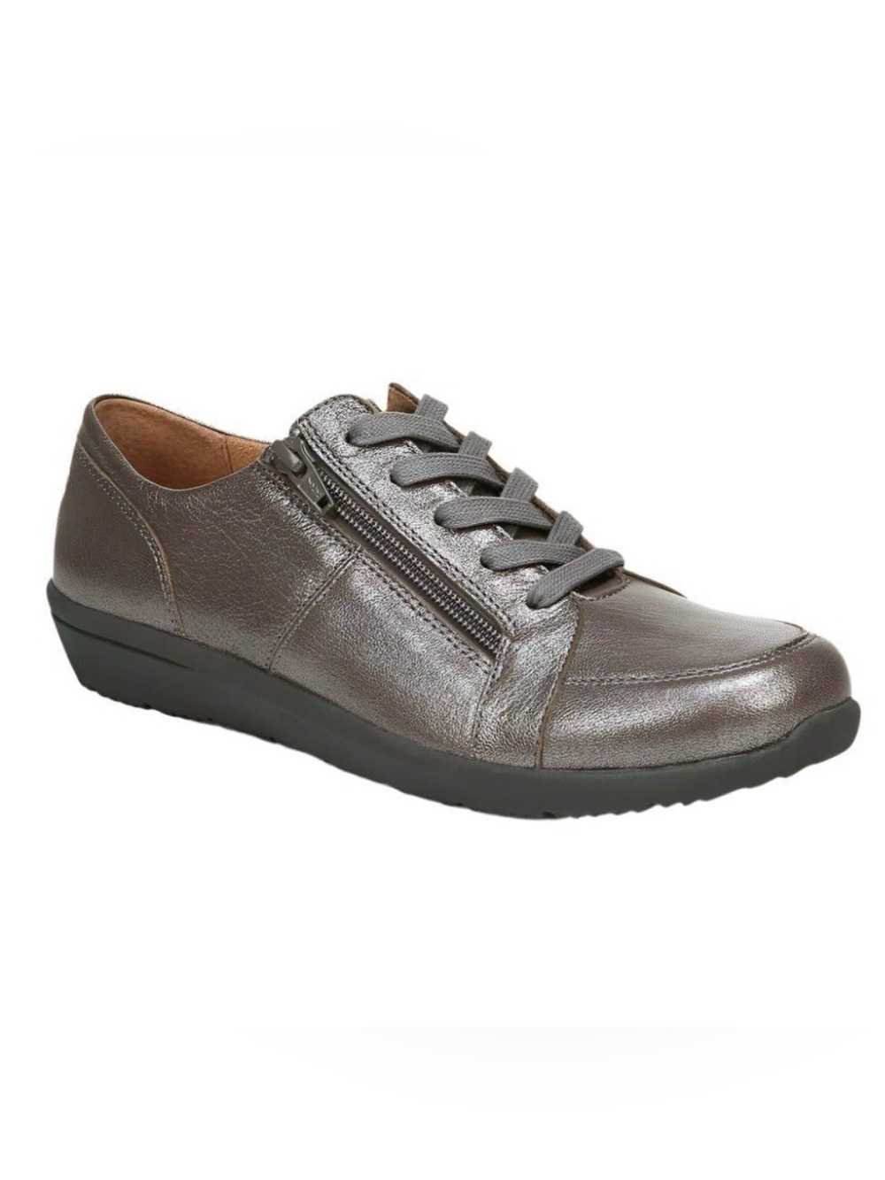 NEW Vionic Abigail Womens Size 7.5 Lace Up Pewter Arch Support Comfort Sneakers